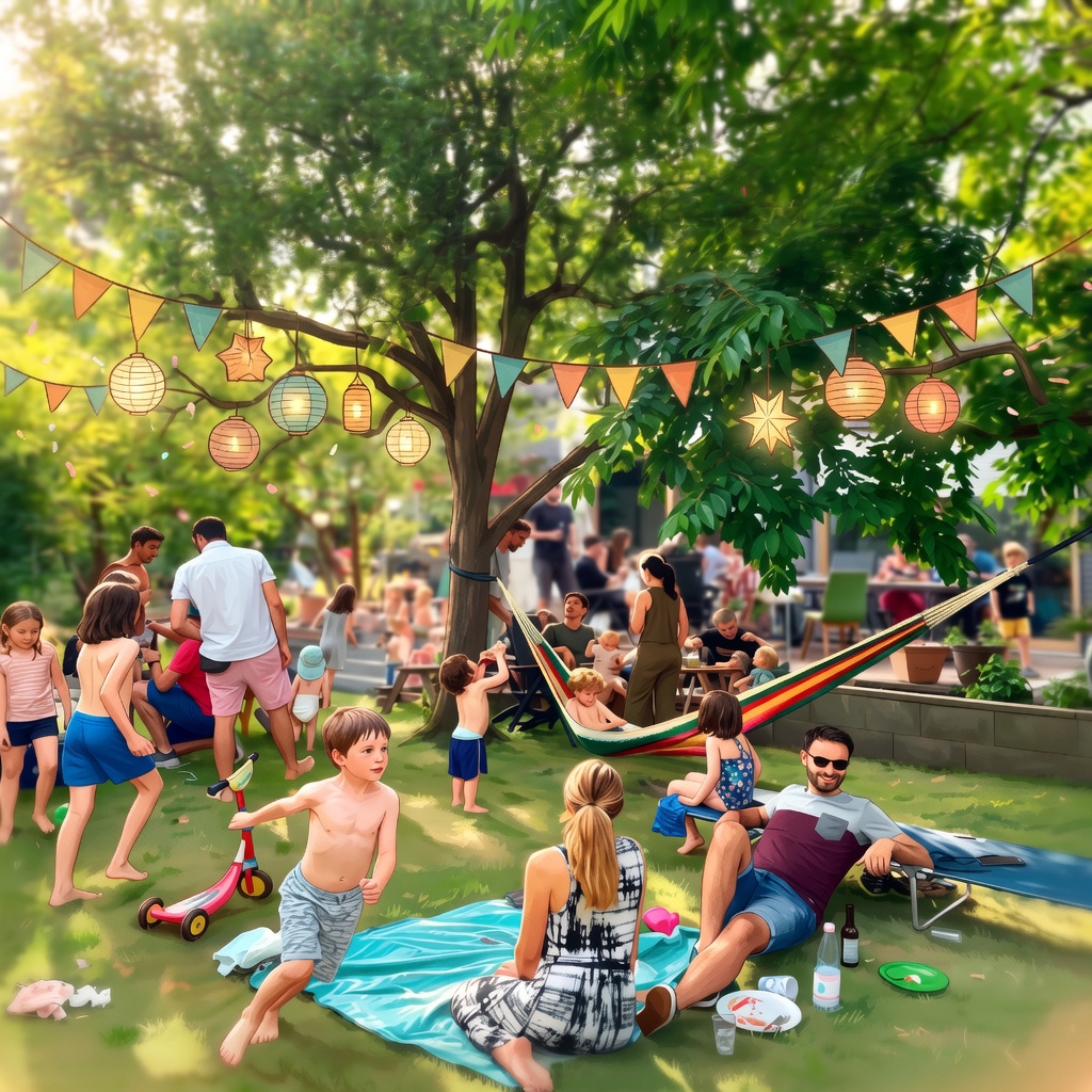 Sommerfest im Garten mit Lichterketten